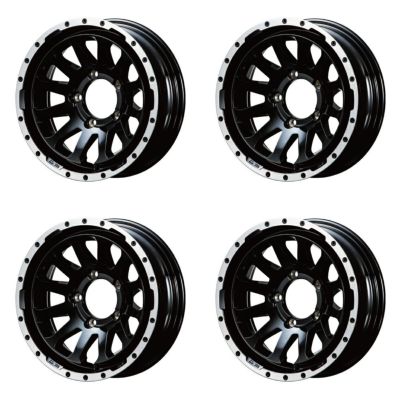 ジムニー ホイール MUD-ZEUS 16インチ 5.5J -20 グロスブラック＆リムポリッシュ 4本セット