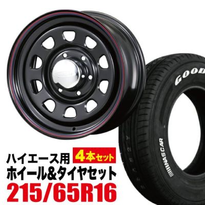 Daytona-RS 16インチ×6.5J＋38 6穴 ブラック+Good Year ナスカー 215/65R16C ホワイトレター 4本セット